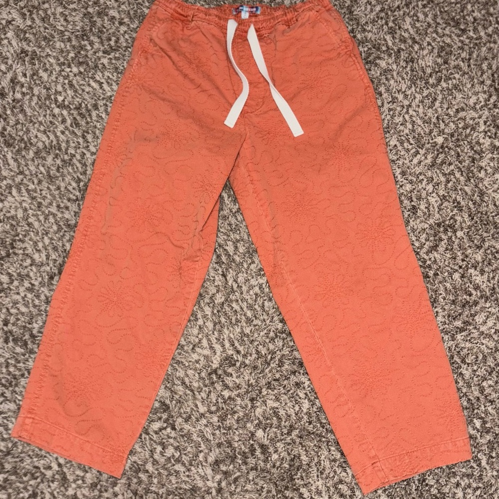Urban Outfitters Men's Rust Floral Embroidered Pants (small)